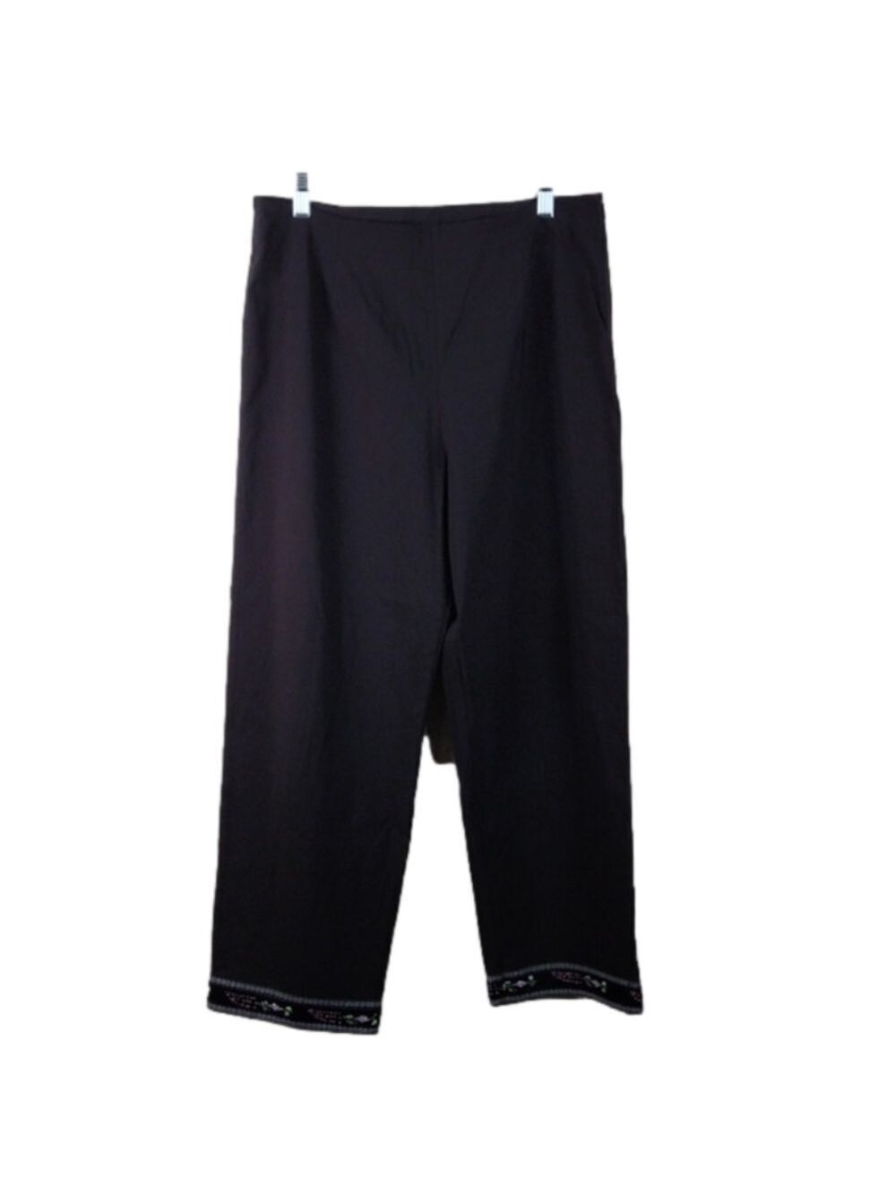 Fibers Barbara Lesser Black Rayon High Waist Straight Leg Casual Pants